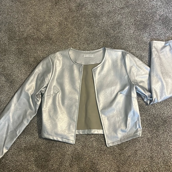 Metallic Silver Women's Blazer - Picture 1 of 4